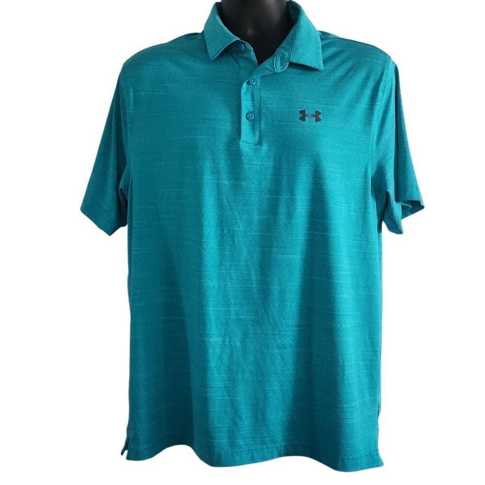 Under Armour Men's Size Large Teal Heatgear Loose Fit Polo Shirt